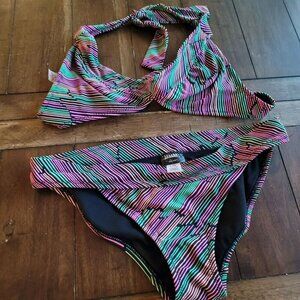 Old Navy Striped Multicolor Halter Bikini Set  Size S